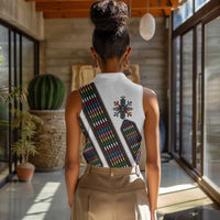Habesha Kemis Inspired Tilet Pattern Women Sleeveless Polo Shirt White