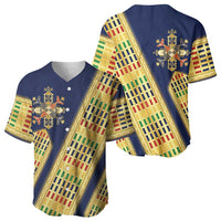 Habesha Kemis Inspired Tilet Pattern Baseball Jersey Royal Blue - Gold