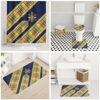 Habesha Kemis Inspired Tilet Pattern Bathroom Set Royal Blue - Gold