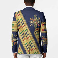 Habesha Kemis Inspired Tilet Pattern Blazer Royal Blue - Gold