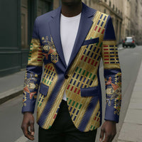 Habesha Kemis Inspired Tilet Pattern Blazer Royal Blue - Gold