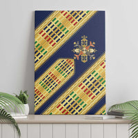 Habesha Kemis Inspired Tilet Pattern Canvas Wall Art Royal Blue - Gold