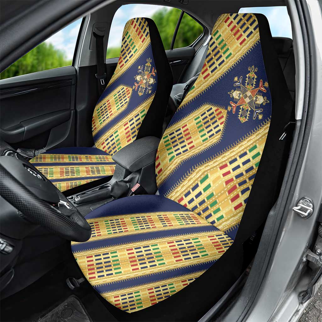 Habesha Kemis Inspired Tilet Pattern Car Seat Cover Royal Blue - Gold