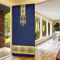 Habesha Kemis Inspired Tilet Pattern Door Cover Royal Blue - Gold