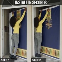 Habesha Kemis Inspired Tilet Pattern Door Cover Royal Blue - Gold