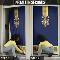 Habesha Kemis Inspired Tilet Pattern Door Cover Royal Blue - Gold