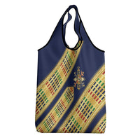 Habesha Kemis Inspired Tilet Pattern Grocery Bag Royal Blue - Gold