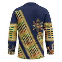 Habesha Kemis Inspired Tilet Pattern Hockey Jersey Royal Blue - Gold