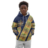 Habesha Kemis Inspired Tilet Pattern Kid Hoodie Royal Blue - Gold