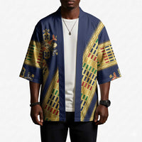 Habesha Kemis Inspired Tilet Pattern Kimono Royal Blue - Gold