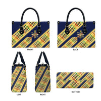 Habesha Kemis Inspired Tilet Pattern Leather Bag Royal Blue - Gold