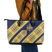 Habesha Kemis Inspired Tilet Pattern Leather Tote Bag Royal Blue - Gold