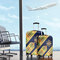 Habesha Kemis Inspired Tilet Pattern Luggage Cover Royal Blue - Gold