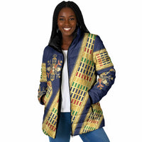 Habesha Kemis Inspired Tilet Pattern Padded Jacket Royal Blue - Gold