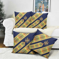 Habesha Kemis Inspired Tilet Pattern Pillow Cover Royal Blue - Gold