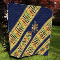 Habesha Kemis Inspired Tilet Pattern Quilt Royal Blue - Gold