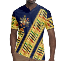 Habesha Kemis Inspired Tilet Pattern Rugby Jersey Royal Blue - Gold