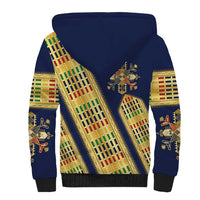 Habesha Kemis Inspired Tilet Pattern Sherpa Hoodie Royal Blue - Gold