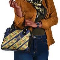 Habesha Kemis Inspired Tilet Pattern Shoulder Handbag Royal Blue - Gold