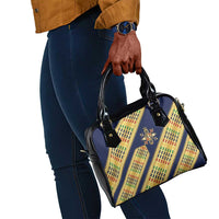 Habesha Kemis Inspired Tilet Pattern Shoulder Handbag Royal Blue - Gold