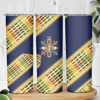Habesha Kemis Inspired Tilet Pattern Skinny Tumbler Royal Blue - Gold