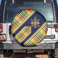 Habesha Kemis Inspired Tilet Pattern Spare Tire Cover Royal Blue - Gold