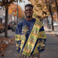 Habesha Kemis Inspired Tilet Pattern Sweatshirt Royal Blue - Gold