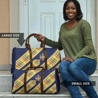 Habesha Kemis Inspired Tilet Pattern Travel Bag Royal Blue - Gold
