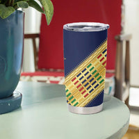 Habesha Kemis Inspired Tilet Pattern Tumbler Cup Royal Blue - Gold