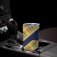 Habesha Kemis Inspired Tilet Pattern Tumbler Cup Royal Blue - Gold