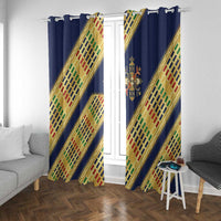 Habesha Kemis Inspired Tilet Pattern Window Curtain Royal Blue - Gold