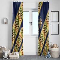 Habesha Kemis Inspired Tilet Pattern Window Curtain Royal Blue - Gold