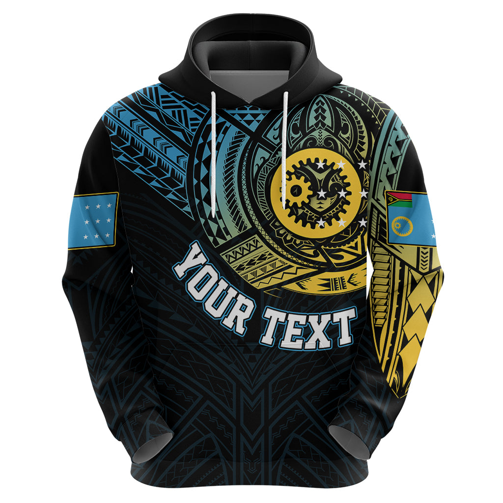 Custom Vanuatu Hoodie Turtle Chest Tattoo Flag Color - Sanma - Wonder Print Shop