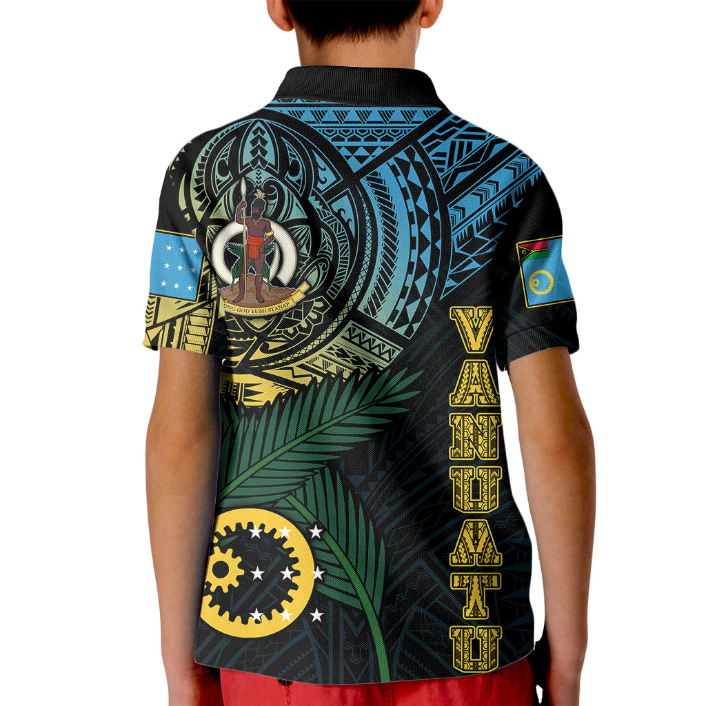 Custom Vanuatu Polo Shirt for Kid Turtle Chest Tattoo Flag Color Sanma - Wonder Print Shop