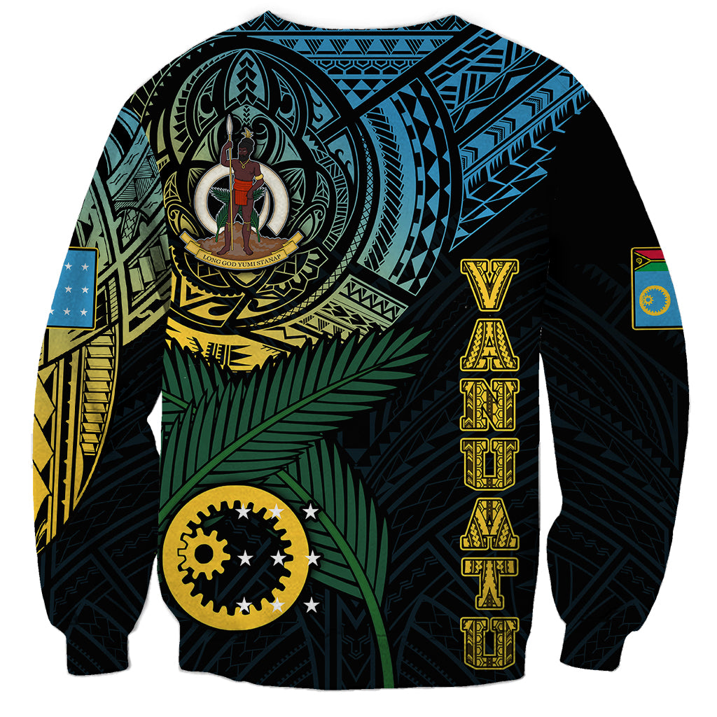 Personalised Vanuatu Sweatshirt Turtle Chest Tattoo Flag Color - Sanma - Wonder Print Shop