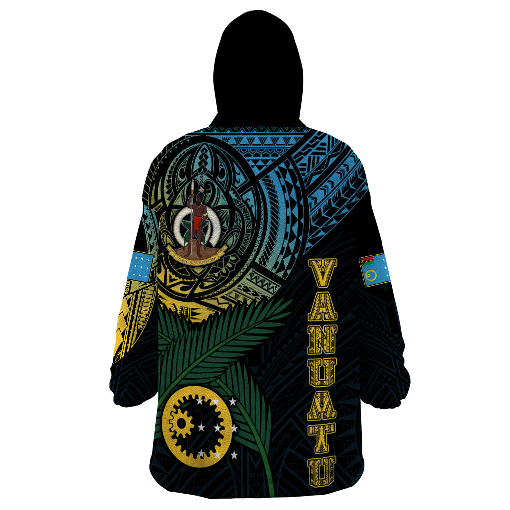 Personalised Vanuatu Wearable Blanket Hoodie Turtle Chest Tattoo Flag Color - Sanma - Wonder Print Shop