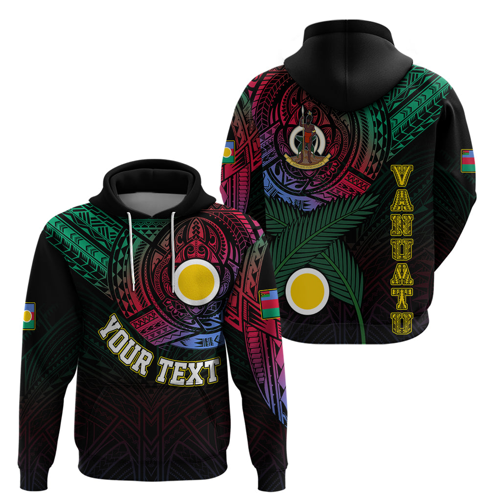 Custom Vanuatu Hoodie Turtle Chest Tattoo Flag Color - Shefa - Wonder Print Shop