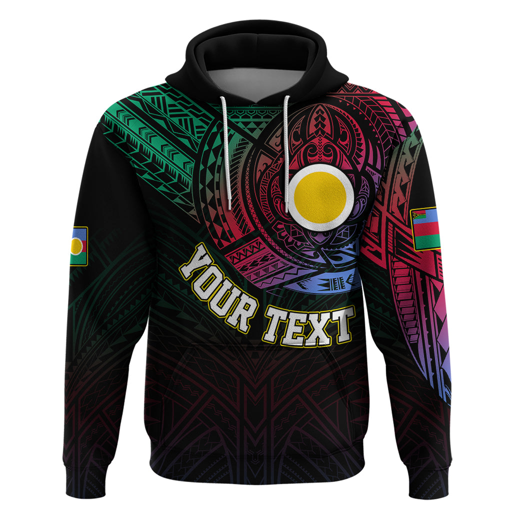 Custom Vanuatu Hoodie Turtle Chest Tattoo Flag Color - Shefa - Wonder Print Shop