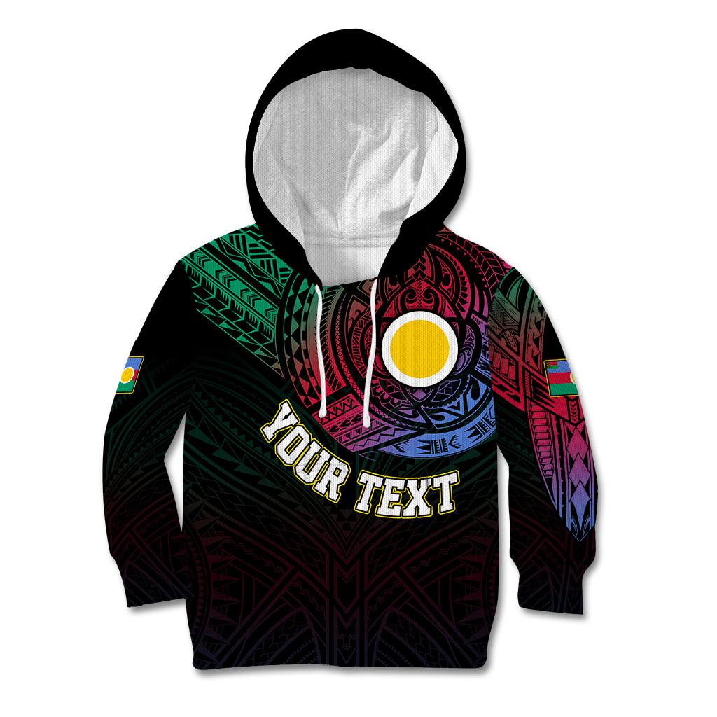 Personalised Vanuatu Kid Hoodie Turtle Chest Tattoo Flag Color - Shefa - Wonder Print Shop