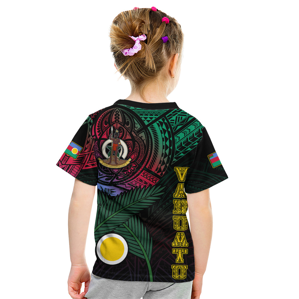 Personalised Vanuatu Kid T Shirt Turtle Chest Tattoo Flag Color - Shefa - Wonder Print Shop