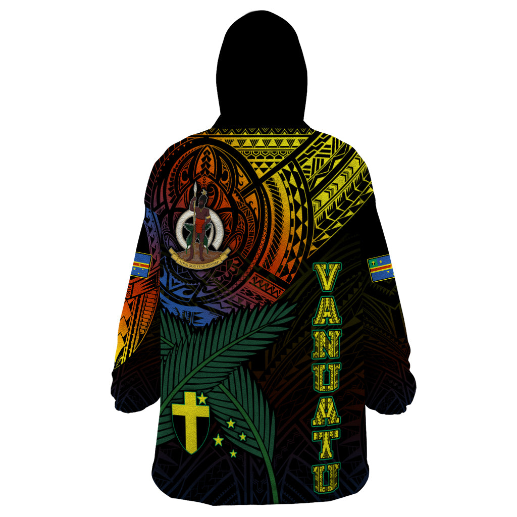 Personalised Vanuatu Wearable Blanket Hoodie Turtle Chest Tattoo Flag Color - Tafea - Wonder Print Shop