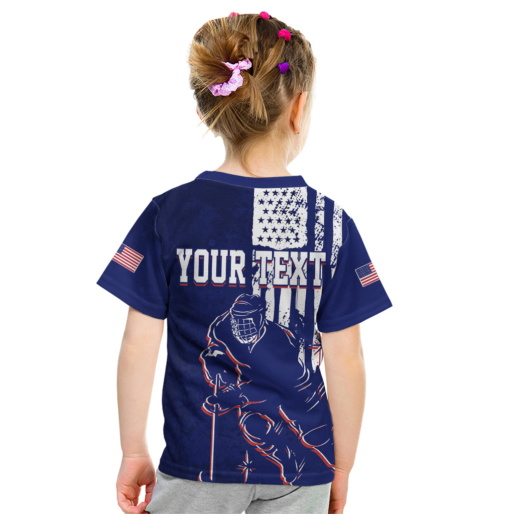 Personalised USA Ice Hockey Kid T Shirt Flag Grunge Style - Wonder Print Shop