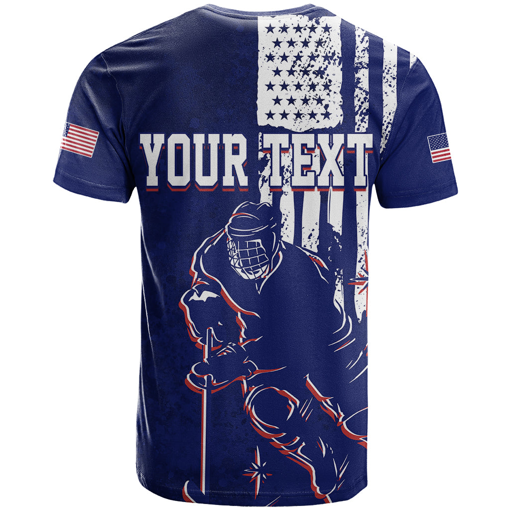 Personalised USA Ice Hockey T Shirt Flag Grunge Style - Wonder Print Shop