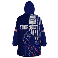 Personalised USA Ice Hockey Wearable Blanket Hoodie Flag Grunge Style - Wonder Print Shop