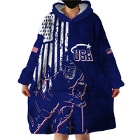 Personalised USA Ice Hockey Wearable Blanket Hoodie Flag Grunge Style - Wonder Print Shop