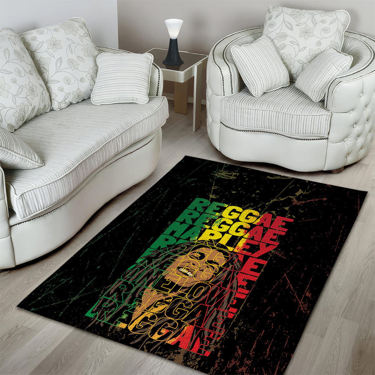 Reggae King Marley Area Rug Typeset Grunge Style LT7 - Wonder Print Shop