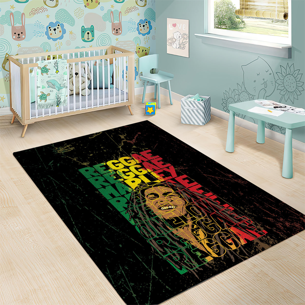 Reggae King Marley Area Rug Typeset Grunge Style LT7 - Wonder Print Shop