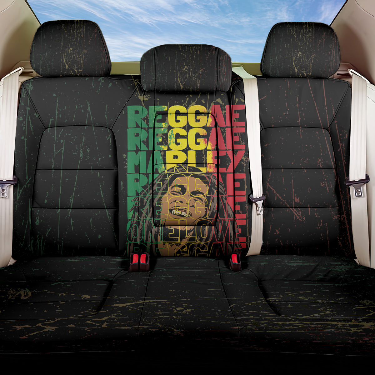 Reggae King Marley Back Car Seat Cover Typeset Grunge Style LT7 - Wonder Print Shop