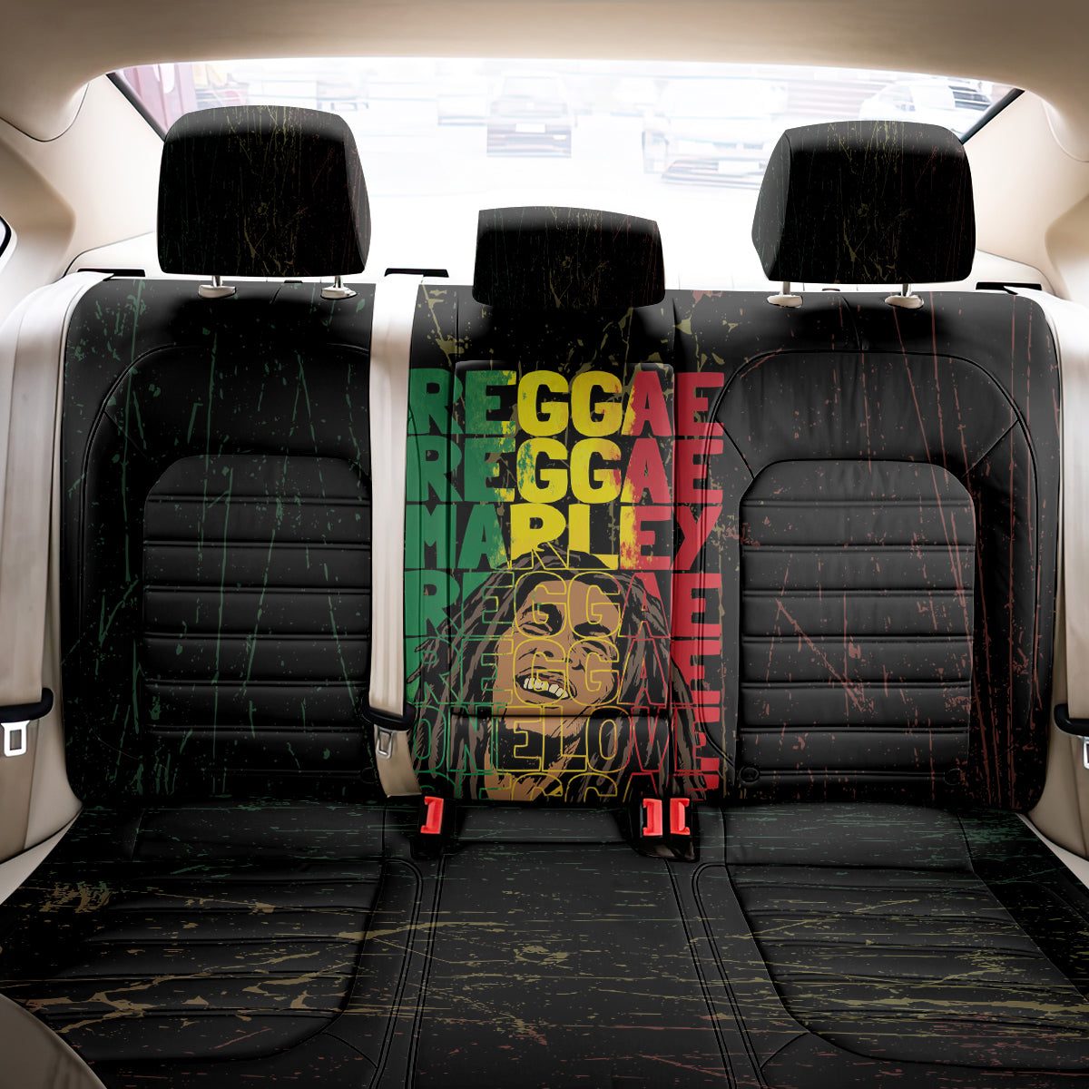 Reggae King Marley Back Car Seat Cover Typeset Grunge Style LT7 - Wonder Print Shop