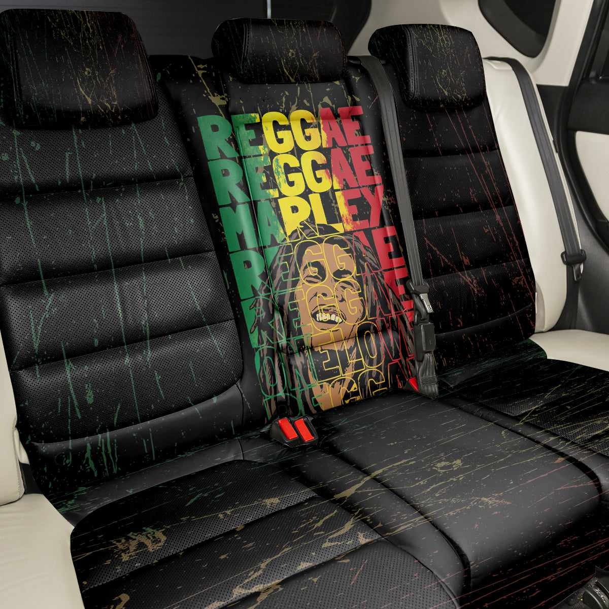 Reggae King Marley Back Car Seat Cover Typeset Grunge Style LT7 - Wonder Print Shop